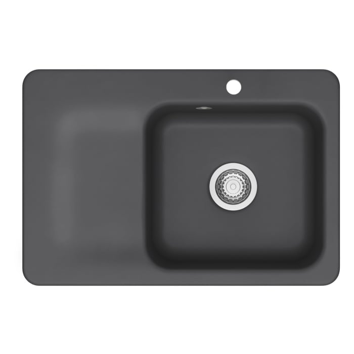 Systemceram Keradomo Juna 75 F Einbauspüle rechts für flächenbündigen Einbau mit Excenterbetätigung