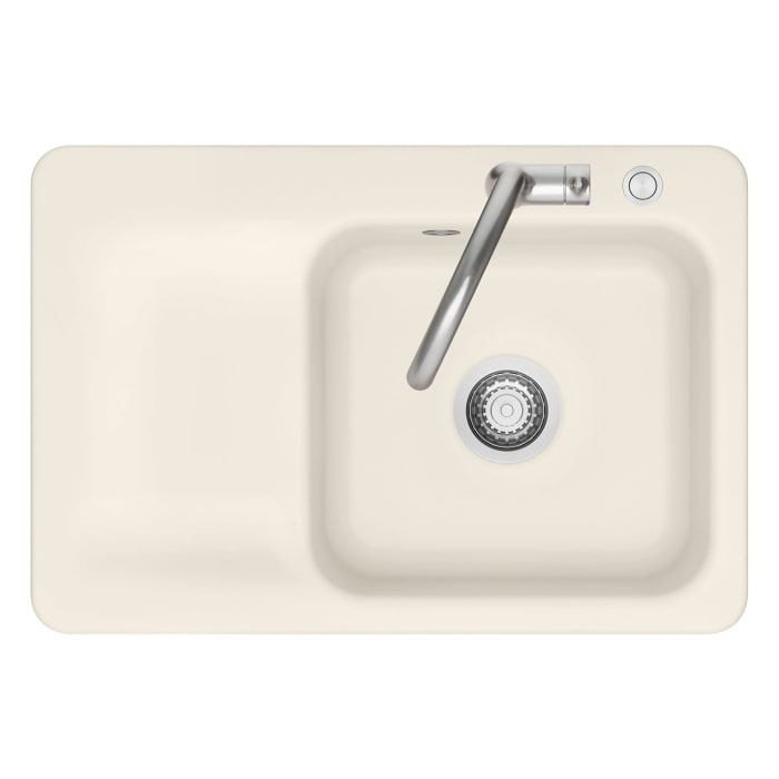 Systemceram Keradomo Juna 75 F Einbauspüle rechts für flächenbündigen Einbau mit Handbetätigung