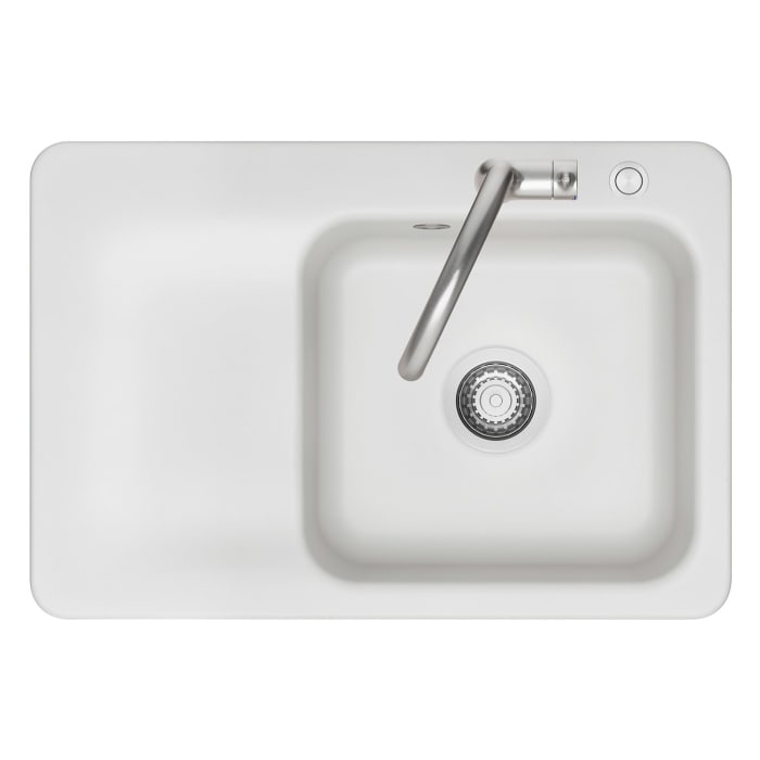 Systemceram Keradomo Juna 75 F Einbauspüle rechts für flächenbündigen Einbau mit Handbetätigung