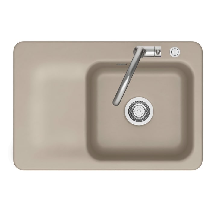 Systemceram Keradomo Juna 75 F Einbauspüle rechts für flächenbündigen Einbau mit Handbetätigung, mit CLEANPLUS