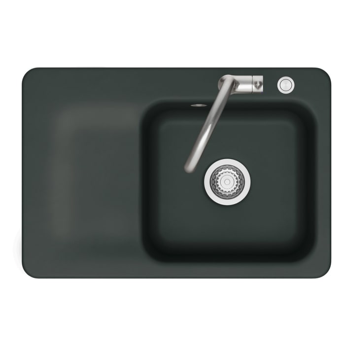 Systemceram Keradomo Juna 75 F Einbauspüle rechts für flächenbündigen Einbau mit Handbetätigung, mit CLEANPLUS