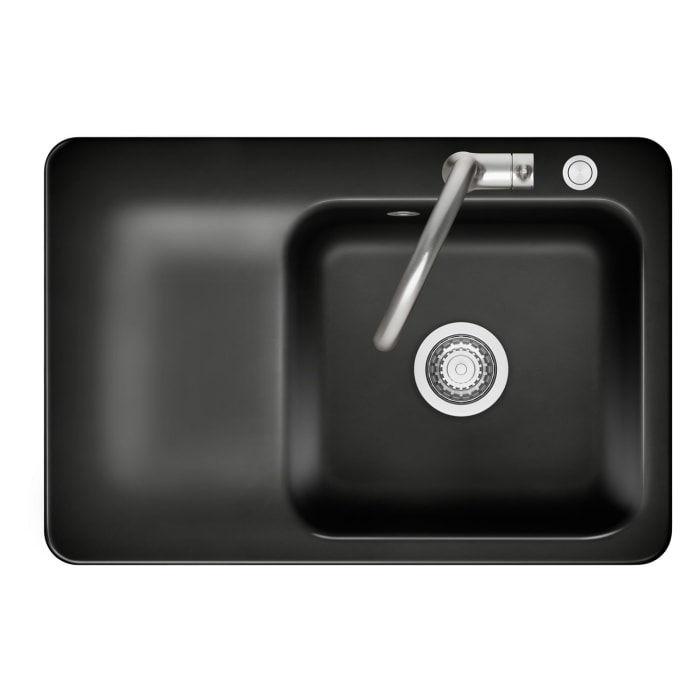 Systemceram Keradomo Juna 75 F Einbauspüle rechts für flächenbündigen Einbau mit Handbetätigung, mit CLEANPLUS