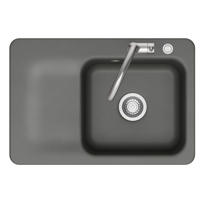 Systemceram Keradomo Juna 75 F Einbauspüle rechts für flächenbündigen Einbau mit Handbetätigung