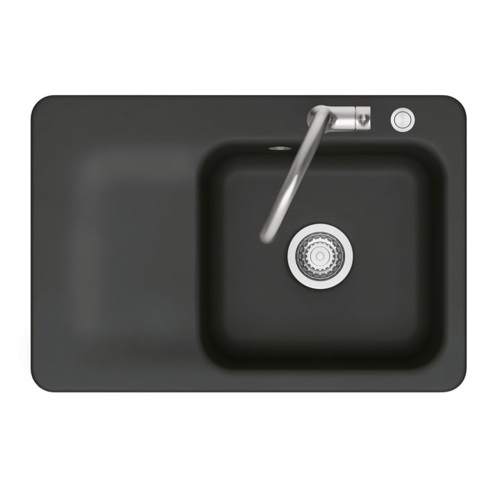 Systemceram Keradomo Juna 75 F Einbauspüle rechts für flächenbündigen Einbau mit Handbetätigung, mit CLEANPLUS