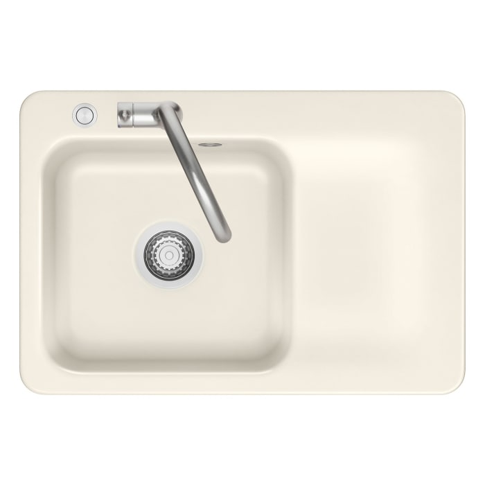 Systemceram Keradomo Juna 75 F Einbauspüle links für flächenbündigen Einbau mit Handbetätigung