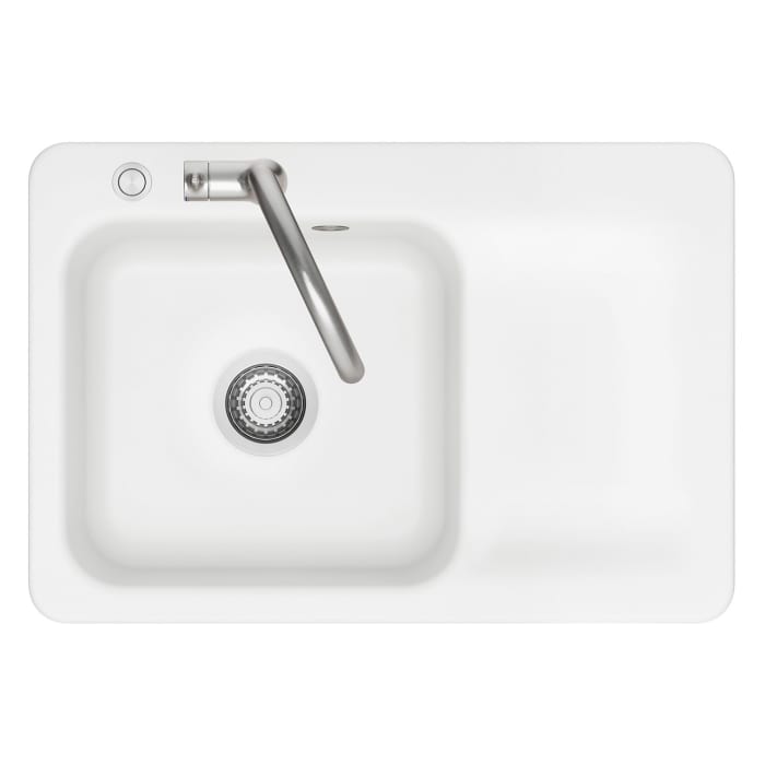 Systemceram Keradomo Juna 75 F Einbauspüle links für flächenbündigen Einbau mit Handbetätigung, mit CLEANPLUS