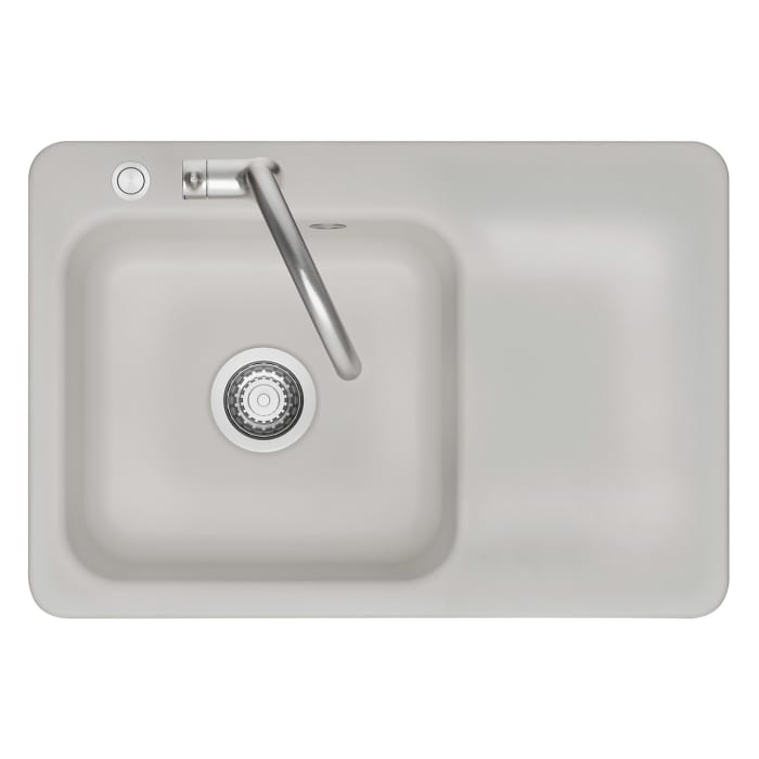 Systemceram Keradomo Juna 75 F Einbauspüle links für flächenbündigen Einbau mit Handbetätigung, mit CLEANPLUS