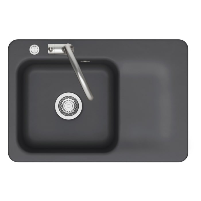 Systemceram Keradomo Juna 75 F Einbauspüle links für flächenbündigen Einbau mit Handbetätigung