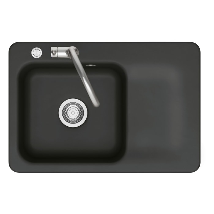 Systemceram Keradomo Juna 75 F Einbauspüle links für flächenbündigen Einbau mit Handbetätigung, mit CLEANPLUS