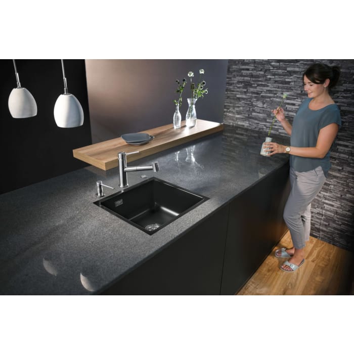 Systemceram Keradomo Mera 51 F/o Spüle für flächenbündigen Einbau mit Excenterbetätigung, ohne Hahnlochbohrung