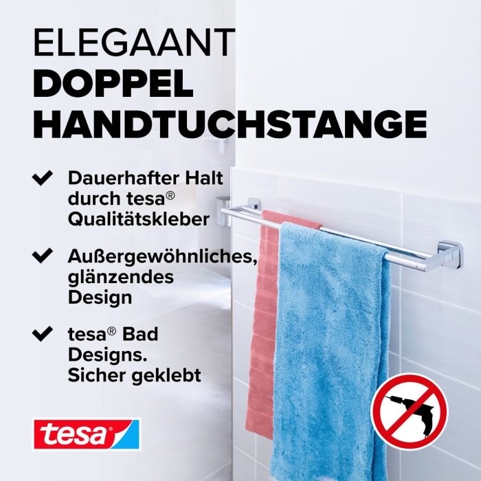 tesa ELEGAANT Doppel-Badetuchhalter 63 cm