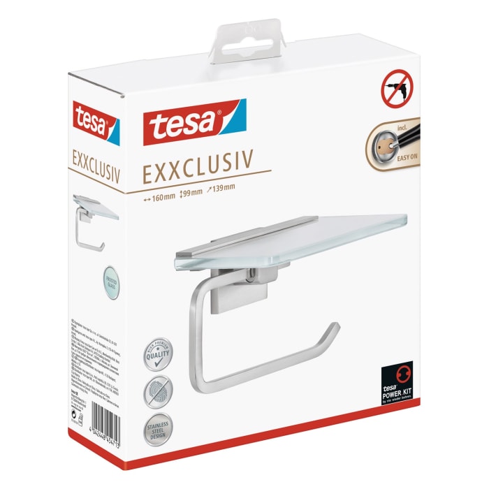 tesa EXXCLUSIV Toilettenpapierhalter mit Ablage