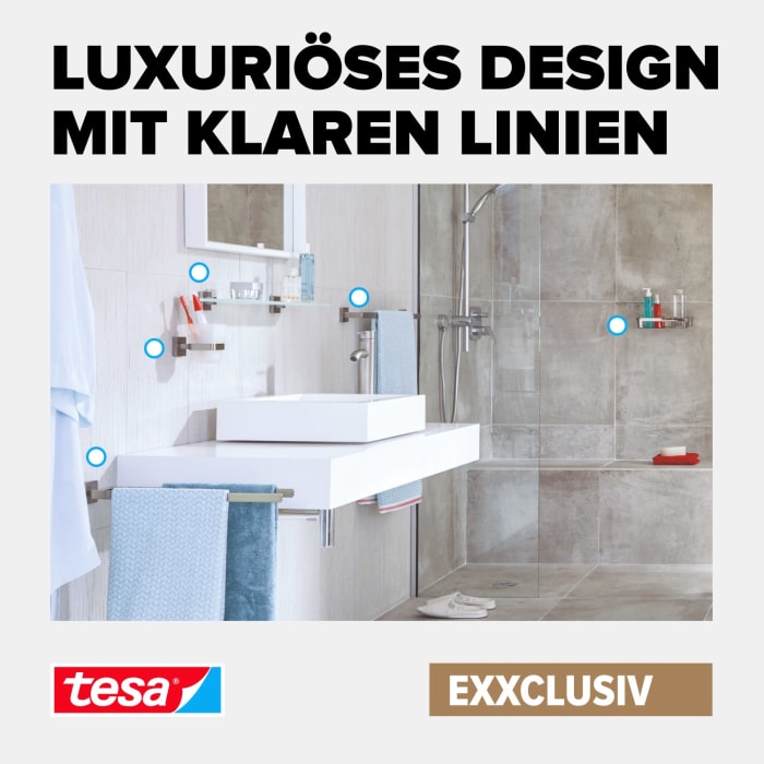 tesa EXXCLUSIV Toilettenpapierhalter mit Ablage