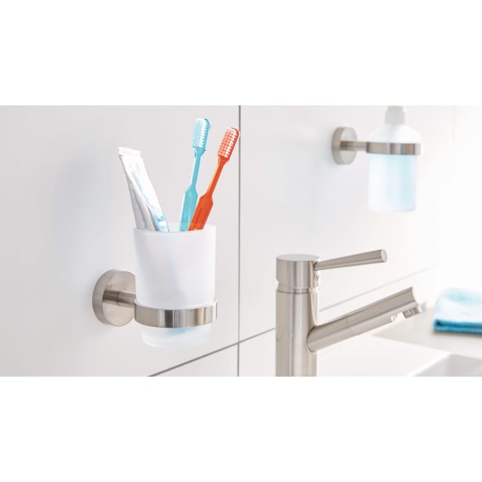tesa MOON Zahnputzbecher mit Wandhalterung