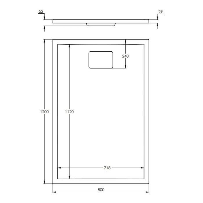 Treos Serie 795 Mineralguss Duschtasse Struktur Oberfläche 80 x 120 cm