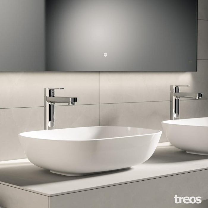 Treos Mineralguss Aufsatz-Waschbecken ohne Hahnloch 50 x 35 cm