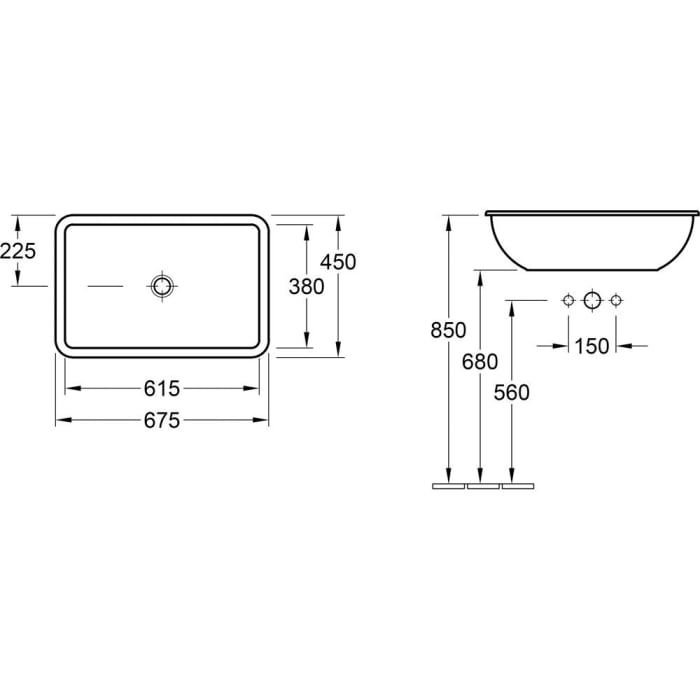 Villeroy & Boch Loop & Friends Einbauwaschtisch 67,5 cm mit Überlauf