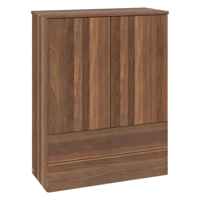 Villeroy & Boch Antao Highboard 81,4 x 103,9 cm, 2 Türen, Fronten mit Struktur, mit LED-Licht