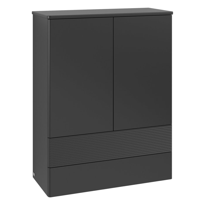 Villeroy & Boch Antao Highboard 81,4 x 103,9 cm, 2 Türen, Fronten mit Struktur, mit LED-Licht