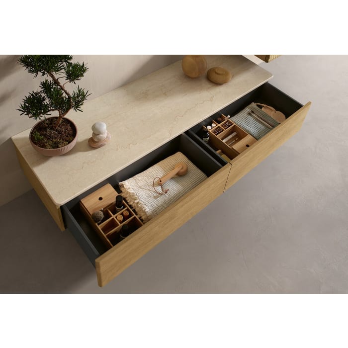 Villeroy & Boch Antao Sideboard 160 x 50 cm, 2 Auszüge, Fronten mit Struktur, mit LED-Licht