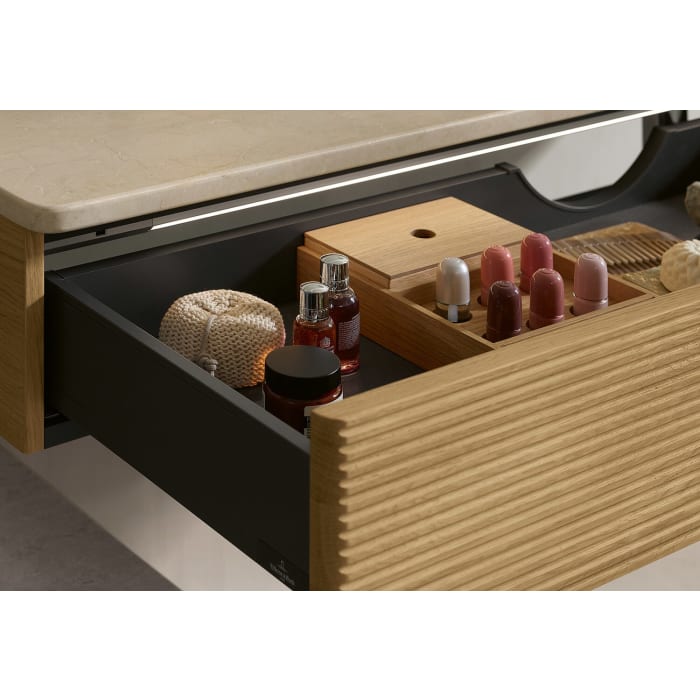 Villeroy & Boch Antao Sideboard 160 x 50 cm, 2 Auszüge, Fronten mit Struktur, mit LED-Licht