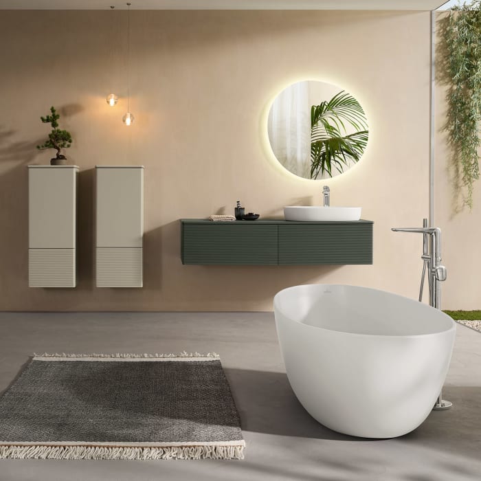 Villeroy & Boch Antao Mittelschrank 41,4 x 103,9 cm, 1 Tür rechts, Fronten mit Struktur, mit LED-Licht