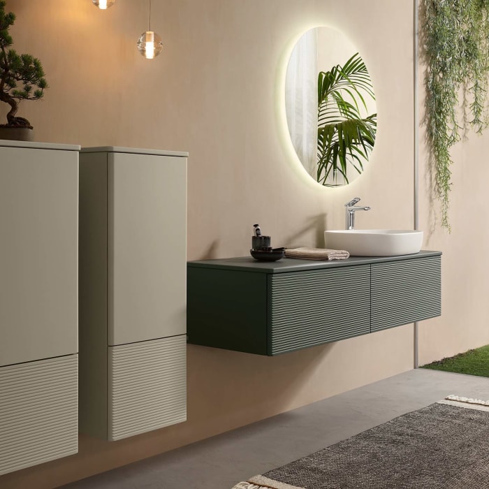 Villeroy & Boch Antao Mittelschrank 41,4 x 103,9 cm, 1 Tür rechts, Fronten mit Struktur, mit LED-Licht