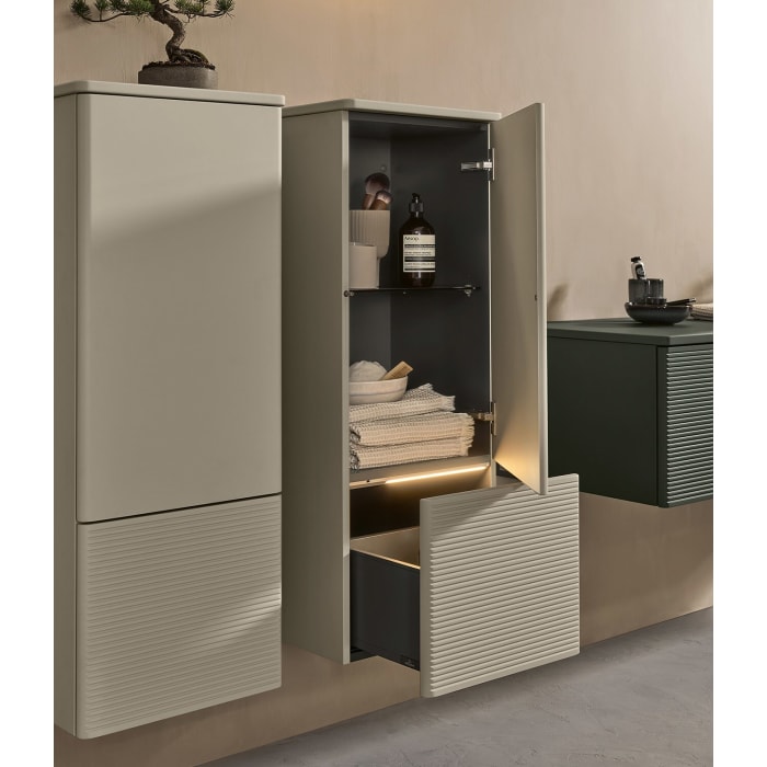 Villeroy & Boch Antao Mittelschrank 41,4 x 103,9 cm, 1 Tür rechts, Fronten mit Struktur, mit LED-Licht