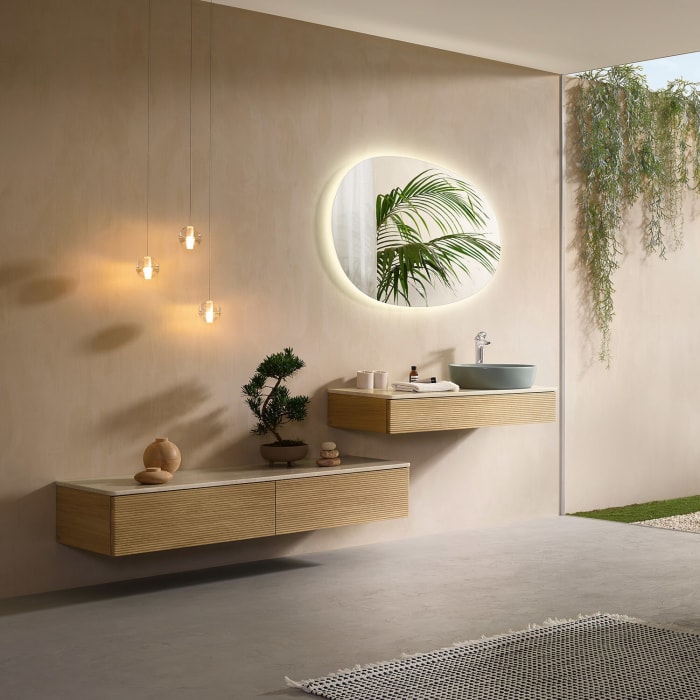 Villeroy & Boch Antao Sideboard 160 x 50 cm, 2 Auszüge, Fronten mit Struktur, mit LED-Licht