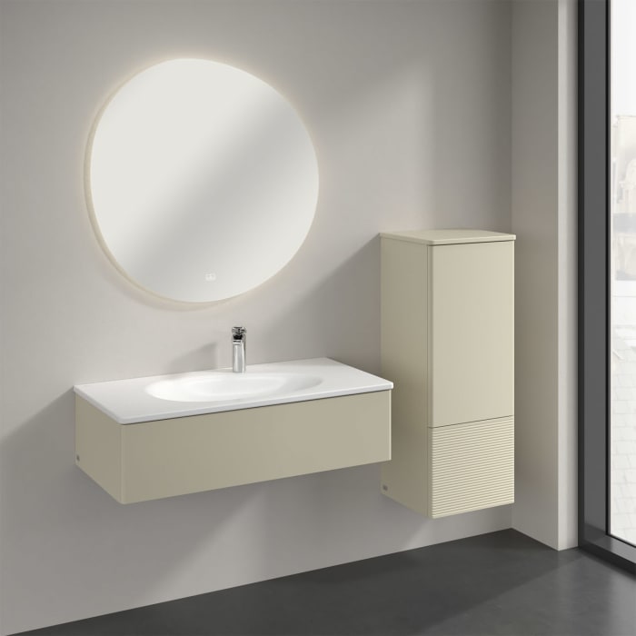 Villeroy & Boch Antao Mittelschrank 41,4 x 103,9 cm, 1 Tür rechts, Fronten mit Struktur, mit LED-Licht