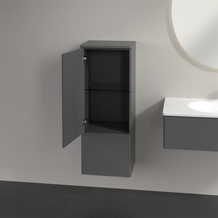 Villeroy & Boch Antao Mittelschrank 41,4 x 103,9 cm, 1 Tür links, Fronten mit Struktur, mit LED-Licht