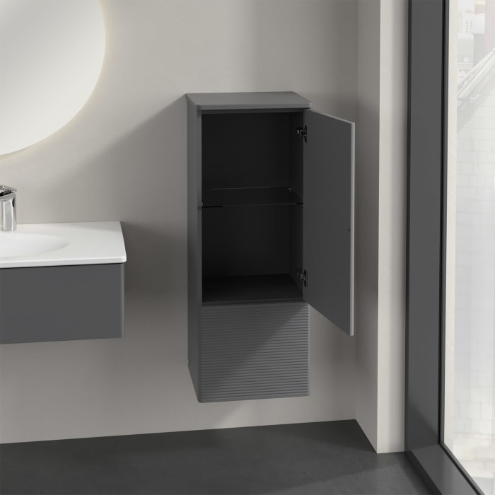 Villeroy & Boch Antao Mittelschrank 41,4 x 103,9 cm, 1 Tür rechts, Fronten mit Struktur, mit LED-Licht