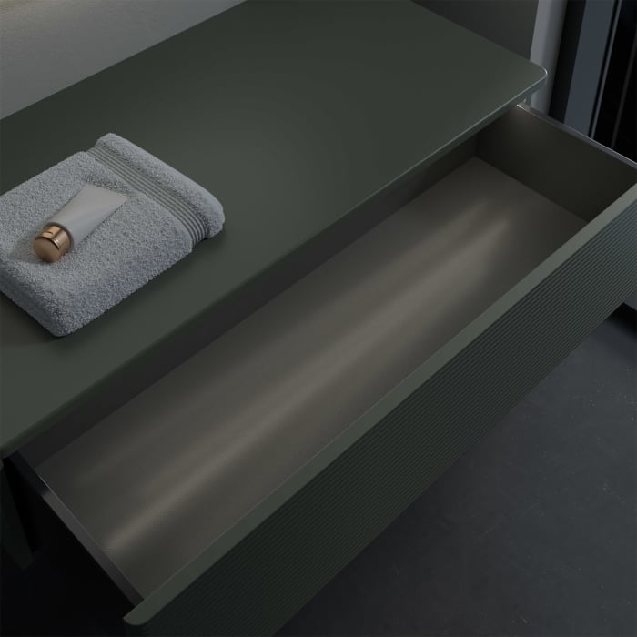 Villeroy & Boch Antao Sideboard 100 x 50 cm, 1 Auszug, Front mit Struktur, mit LED-Licht