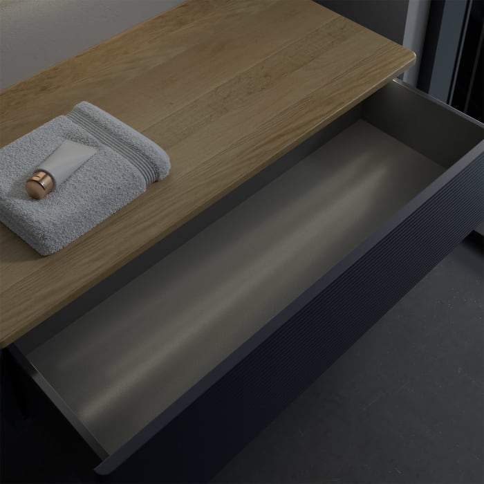 Villeroy & Boch Antao Sideboard 100 x 50 cm, 1 Auszug, Front mit Struktur, mit LED-Licht