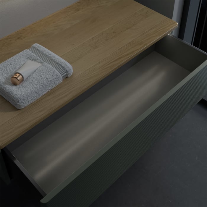 Villeroy & Boch Antao Sideboard 100 x 50 cm, 1 Auszug, Front mit Struktur, mit LED-Licht