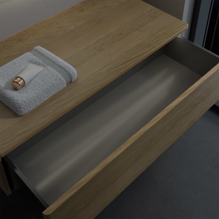 Villeroy & Boch Antao Sideboard 100 x 50 cm, 1 Auszug, Front mit Struktur, mit LED-Licht