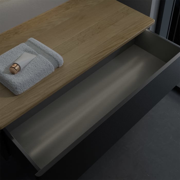 Villeroy & Boch Antao Sideboard 100 x 50 cm, 1 Auszug, Front mit Struktur, mit LED-Licht