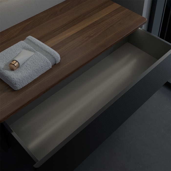 Villeroy & Boch Antao Sideboard 100 x 50 cm, 1 Auszug, Front mit Struktur, mit LED-Licht