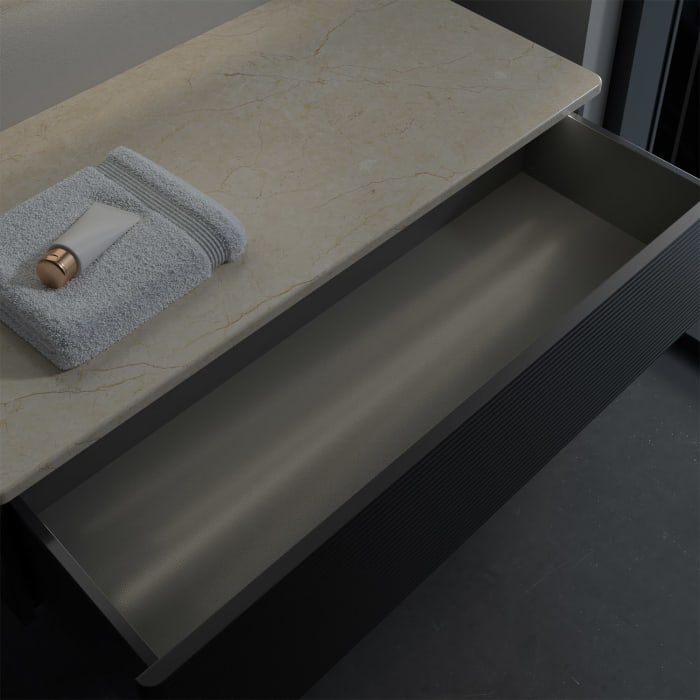 Villeroy & Boch Antao Sideboard 100 x 50 cm, 1 Auszug, Front mit Struktur, mit LED-Licht