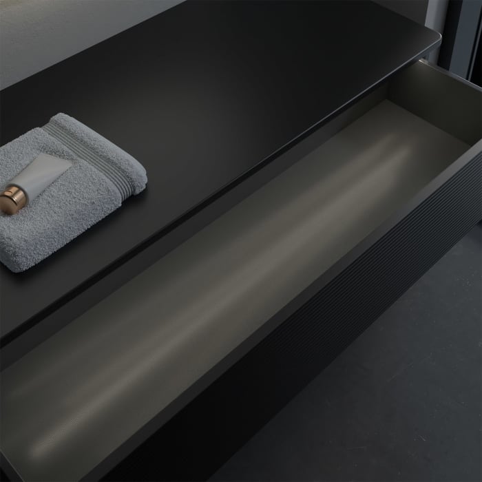 Villeroy & Boch Antao Sideboard 120 x 50 cm, 1 Auszug, Front mit Struktur, mit LED-Licht