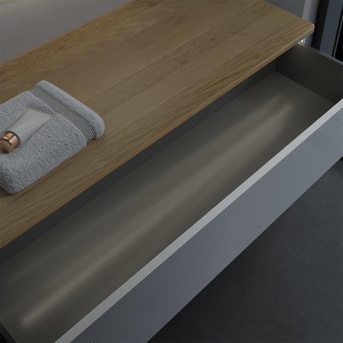 Villeroy & Boch Antao Sideboard 120 x 50 cm, 1 Auszug, Front mit Struktur, mit LED-Licht