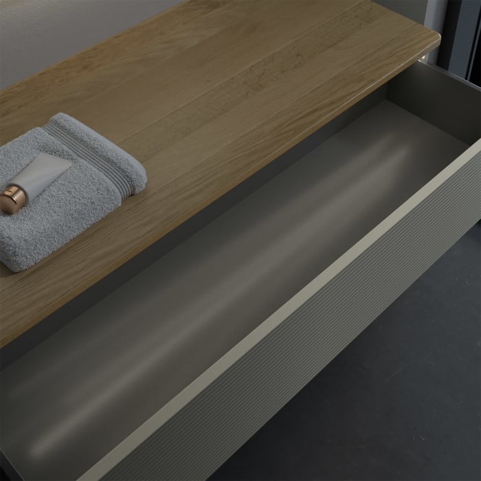 Villeroy & Boch Antao Sideboard 120 x 50 cm, 1 Auszug, Front mit Struktur, mit LED-Licht