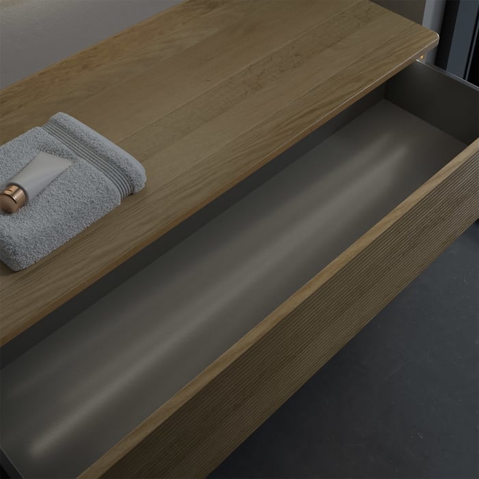 Villeroy & Boch Antao Sideboard 120 x 50 cm, 1 Auszug, Front mit Struktur, mit LED-Licht