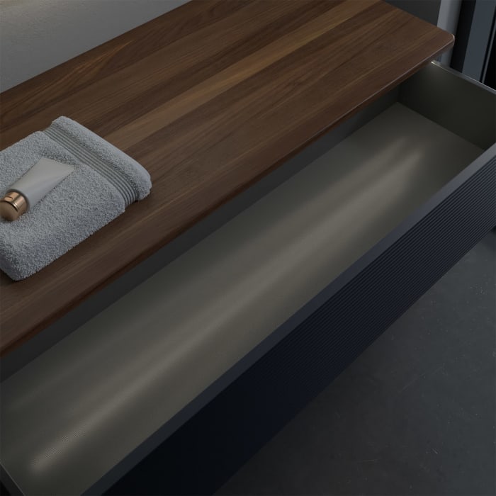 Villeroy & Boch Antao Sideboard 120 x 50 cm, 1 Auszug, Front mit Struktur, mit LED-Licht