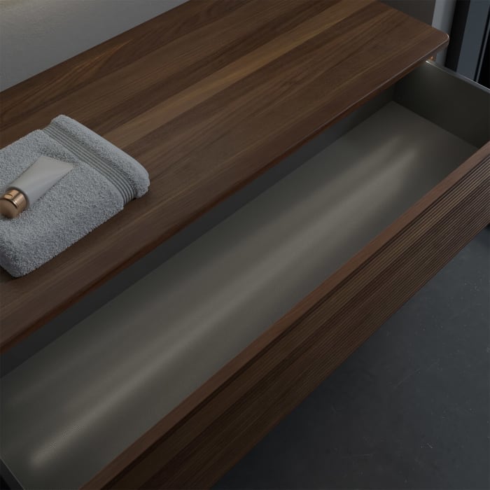 Villeroy & Boch Antao Sideboard 120 x 50 cm, 1 Auszug, Front mit Struktur, mit LED-Licht