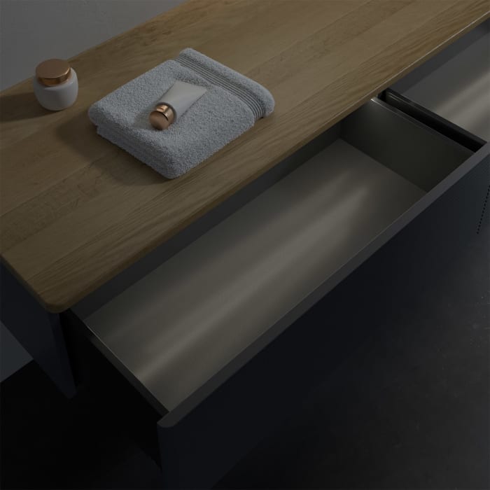 Villeroy & Boch Antao Sideboard 160 x 50 cm, 2 Auszüge, Fronten mit Struktur, mit LED-Licht