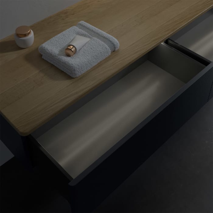 Villeroy & Boch Antao Sideboard 160 x 50 cm, 2 Auszüge, Fronten mit Struktur, mit LED-Licht