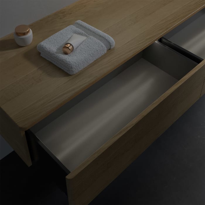 Villeroy & Boch Antao Sideboard 160 x 50 cm, 2 Auszüge, Fronten mit Struktur, mit LED-Licht