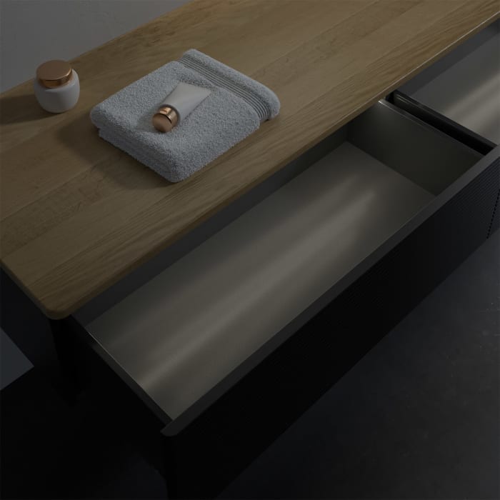 Villeroy & Boch Antao Sideboard 160 x 50 cm, 2 Auszüge, Fronten mit Struktur, mit LED-Licht