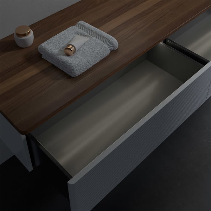 Villeroy & Boch Antao Sideboard 160 x 50 cm, 2 Auszüge, Fronten mit Struktur, mit LED-Licht